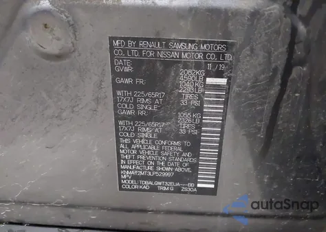 2020 Nissan Rogue Sv Fwd from USA, damaged, VIN KNMAT2MT3LP529997